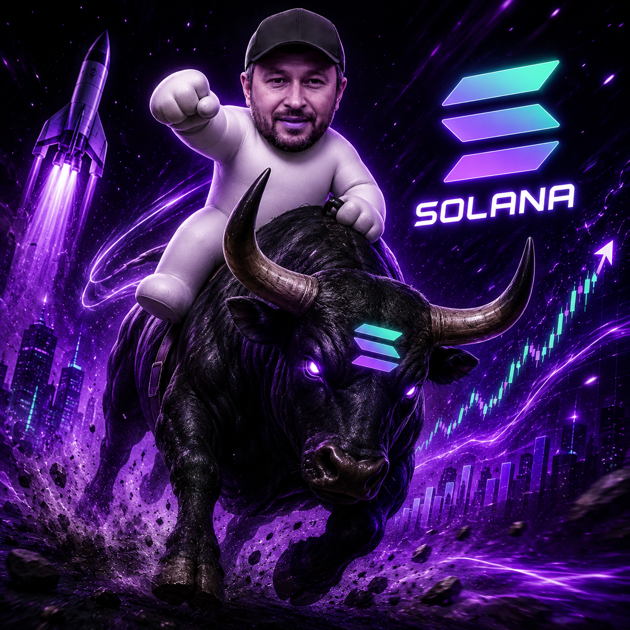 TOLYLET riding the Solana bull